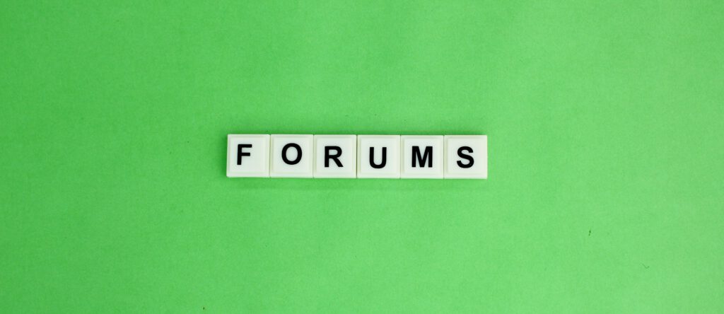letters of the alphabet with the word forums.